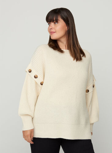 Top en tricot avec laine, Cloud Dancer, Model image number 0