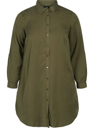 Lange blouse van lyocell, Tarmac, Packshot image number 0