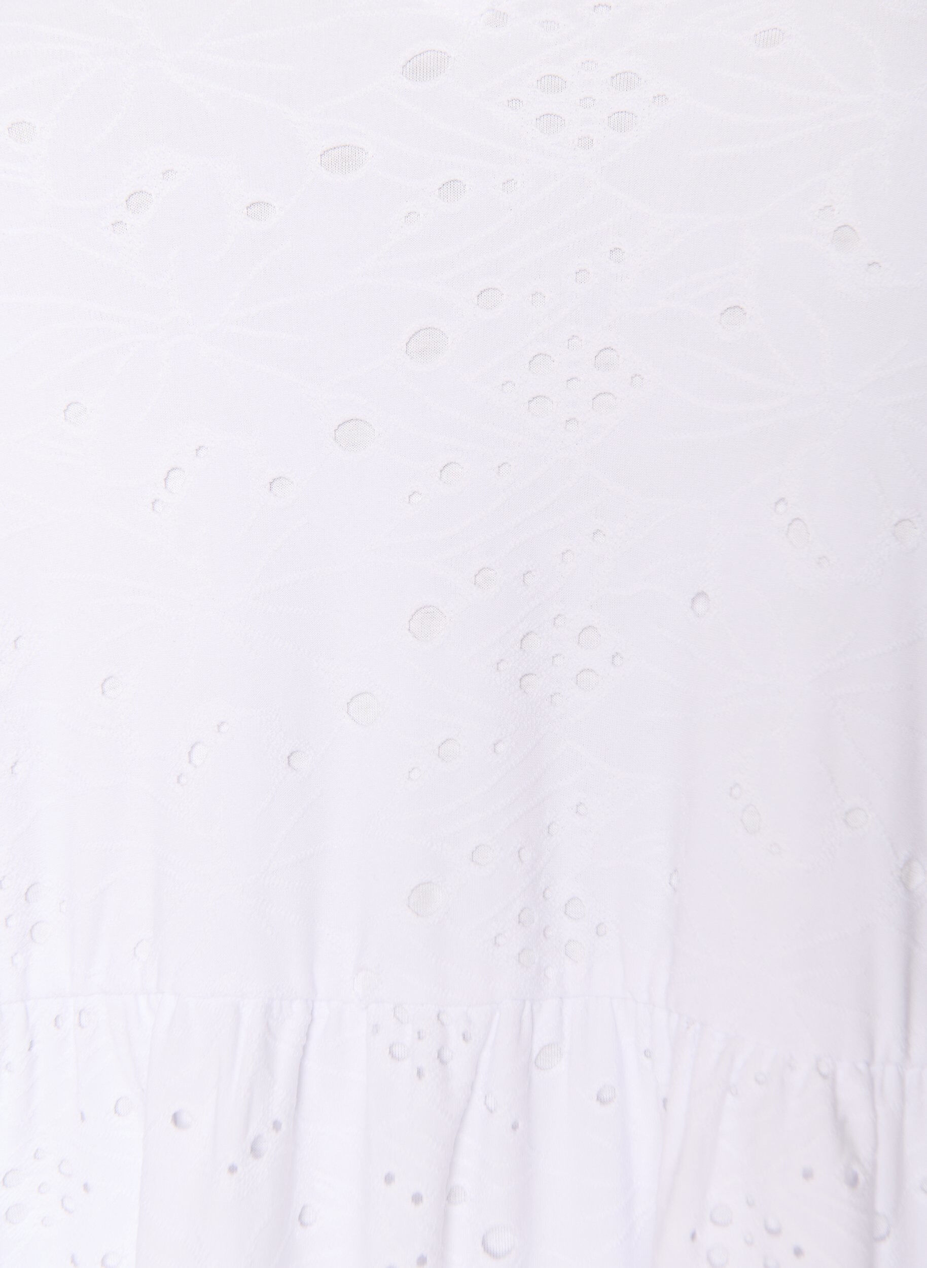 ZizziBroderie anglaise jurk met een V-hals en mouwen 1/2 lengte, Wit, Packshot image number 2