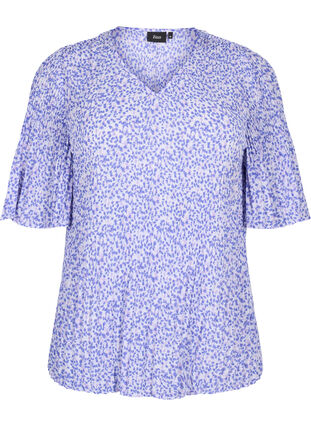 Gebloemde blouse met plooien, Small Flower AOP, Packshot image number 0