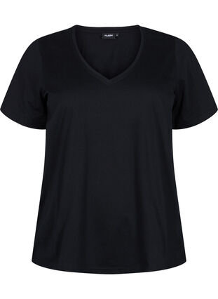 FLASH - T-shirts 2-pack à col en V, Black/Black, Packshot image number 2