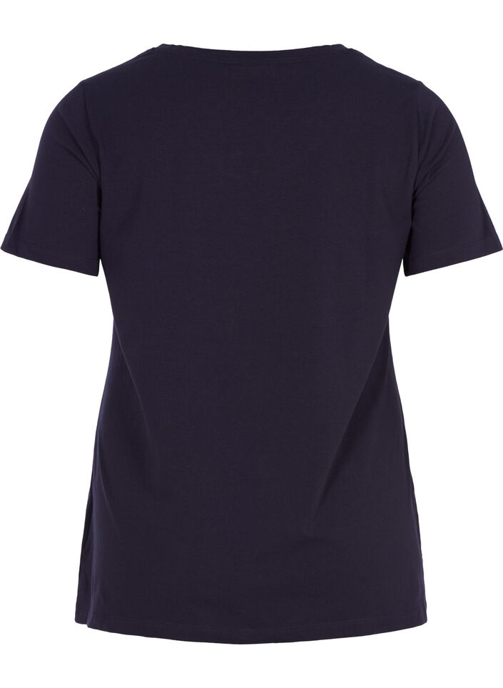 T-shirt en coton uni basique, Bleu, Packshot image number 1