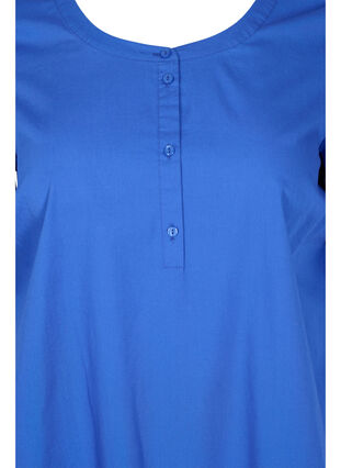 Tunique en coton à manches courtes et coupe trapèze, Dazzling Blue, Packshot image number 2