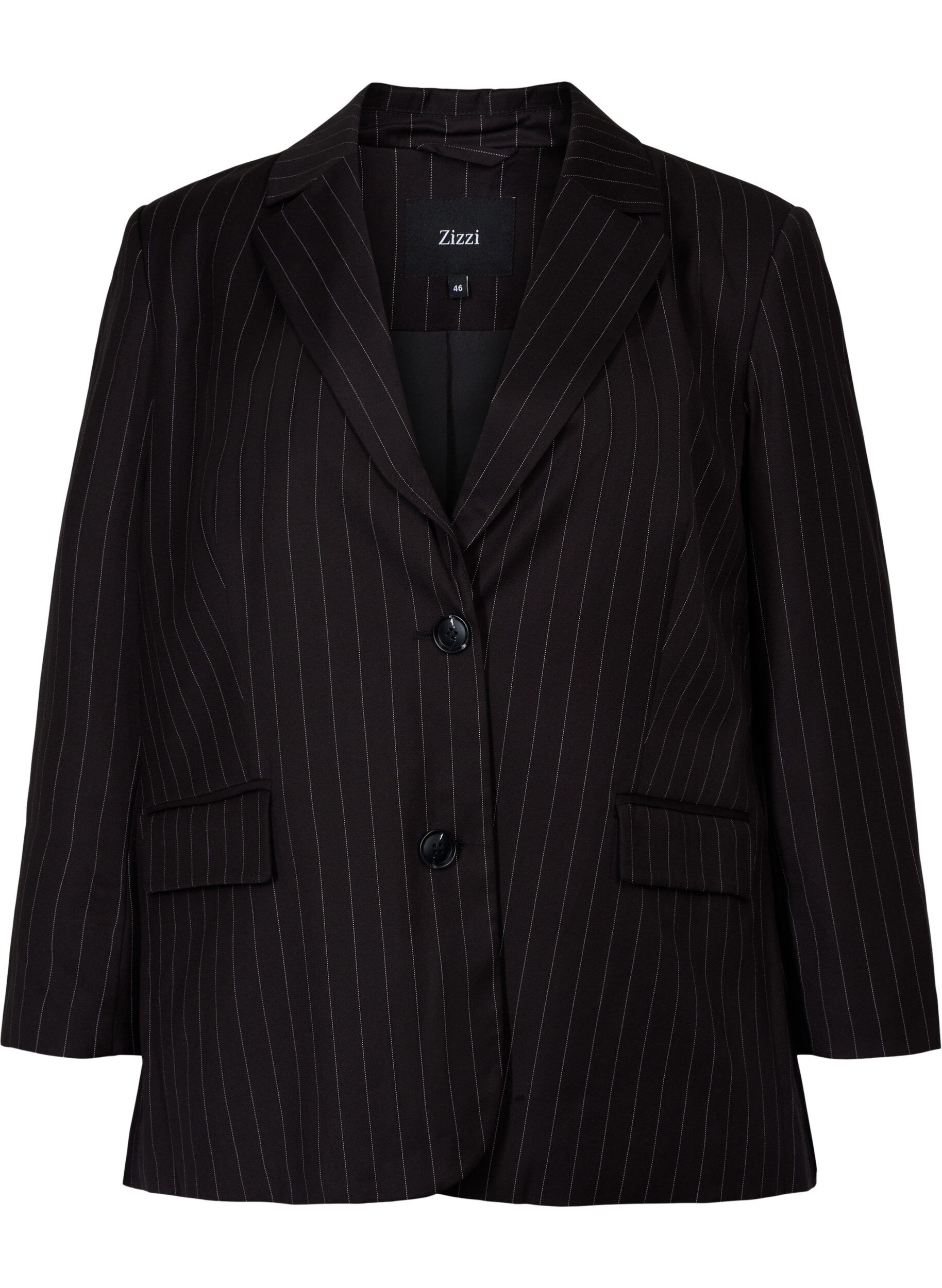 Zizzi Veste &agrave; rayures fines, Black W. Pinstripe, Packshot image number 0