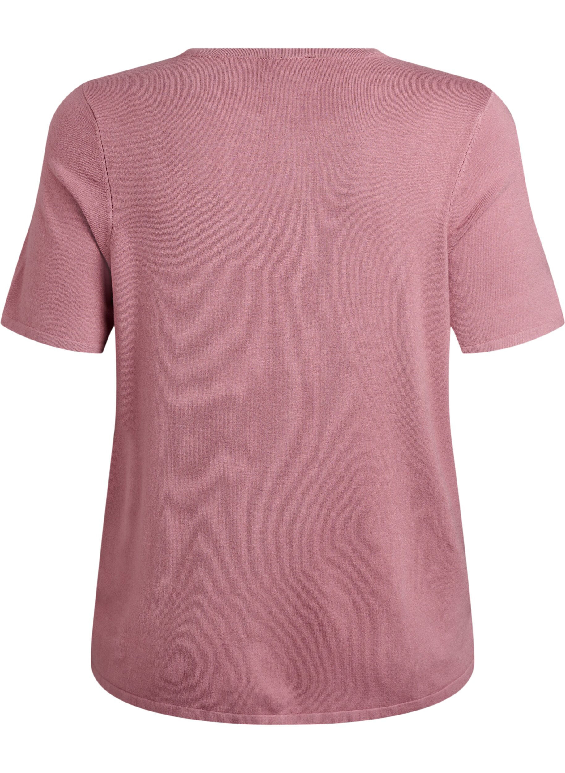 ZizziKort&auml;rmede gebreide vest van viscose, Roze, Packshot image number 1