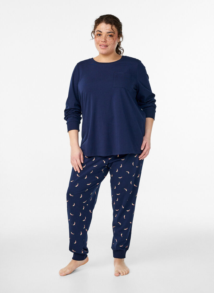 Bedrukte pyjamabroek, Blauw, Model image number 0