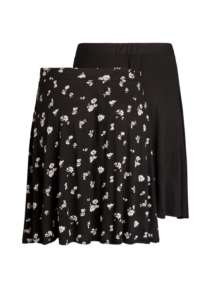 2-pack jupes patineuse en viscose, Noir, Packshot image number 1