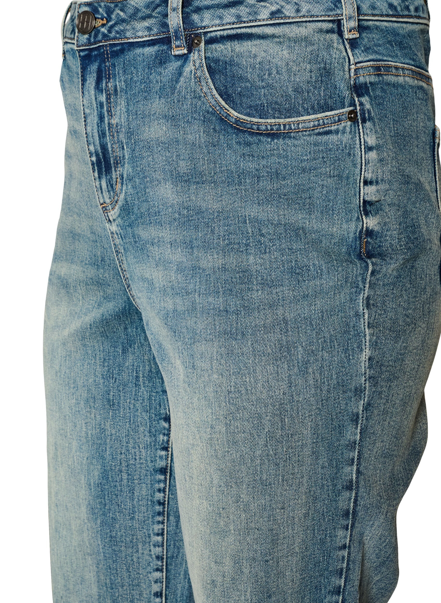 ZizziKiana straight-fit jeans met een licht versleten look, Blauw, Packshot image number 2