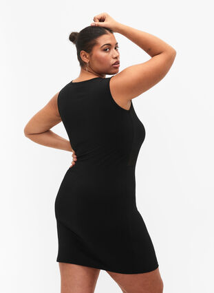 Mouwloze jurk met slanke pasvorm, Black, Model image number 1