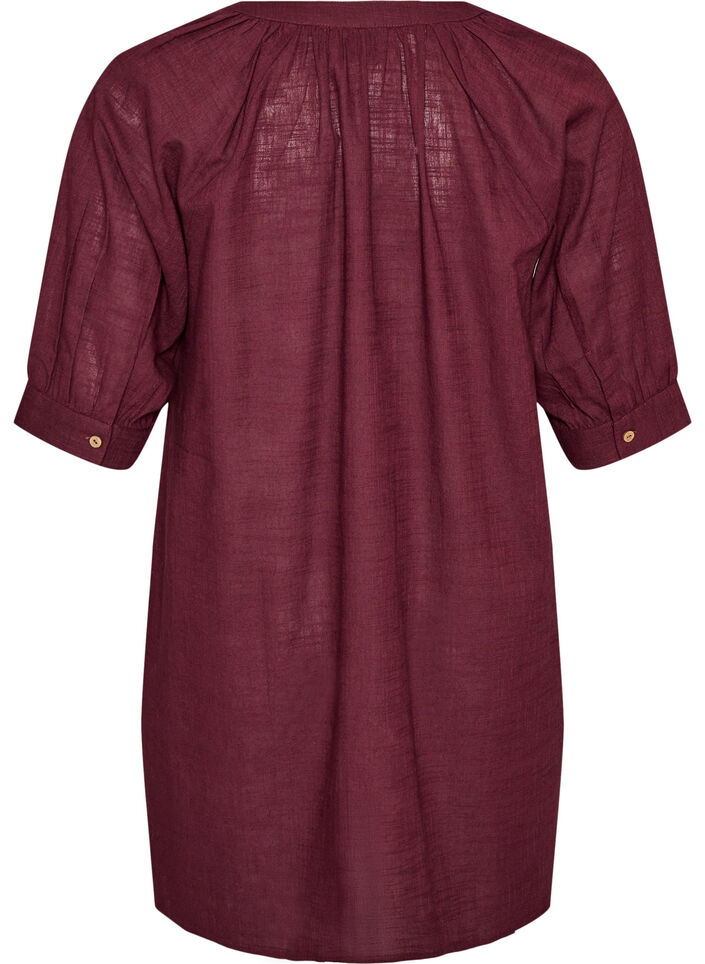 Katoenen tuniek met V-hals, Rood, Packshot image number 1