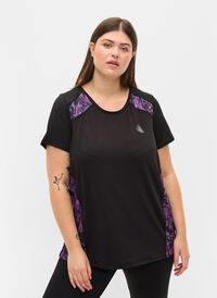 T-shirt de sport avec détails imprimés, Black, Model