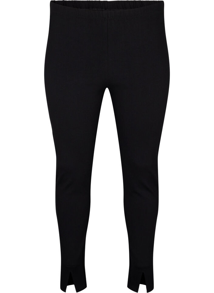 Viscose leggings met splitten aan de voorkant, Black, Packshot image number 0