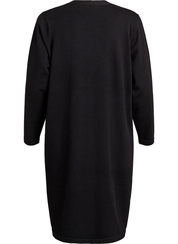 Lang, open vest met zakken, Zwart, Packshot image number 1