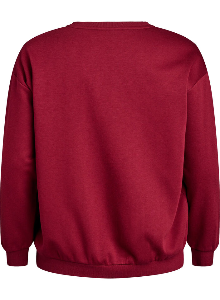 Sweatshirt met motief aan de voorkant, Donker Bordeaux, Packshot image number 1