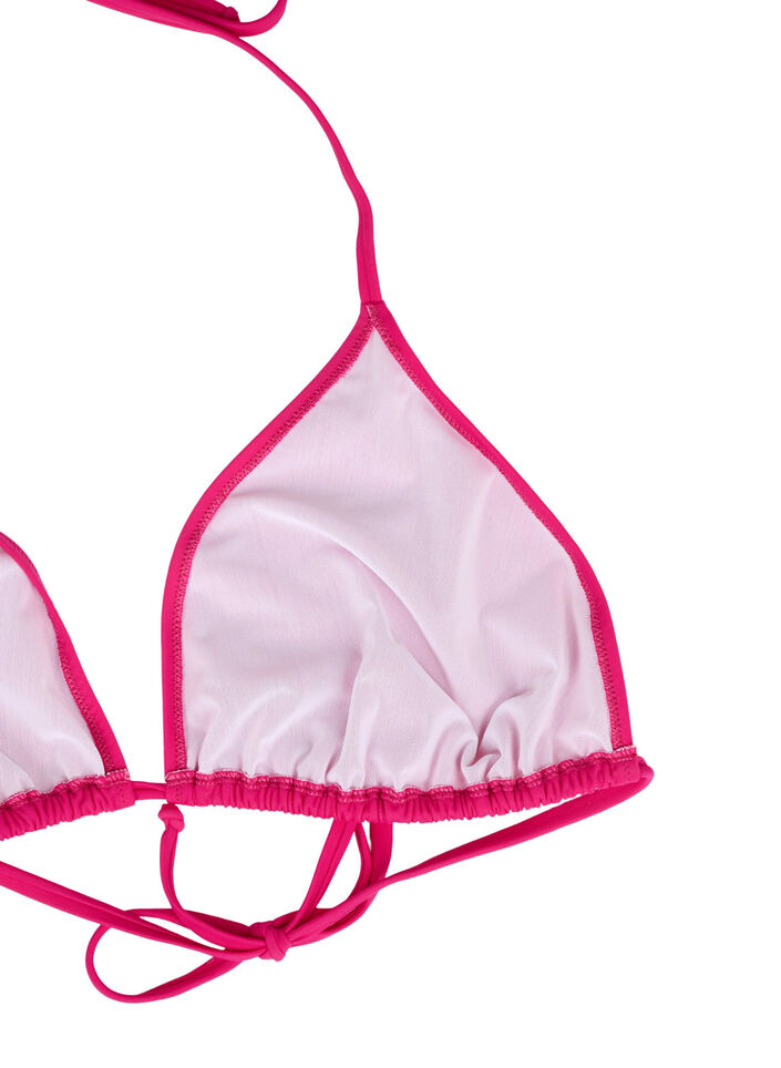 Haut de bikini forme triangle de couleur unie, Rose, Packshot image number 3