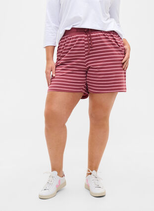 Short en coton avec poches, Apple Butter Stripe, Model image number 1