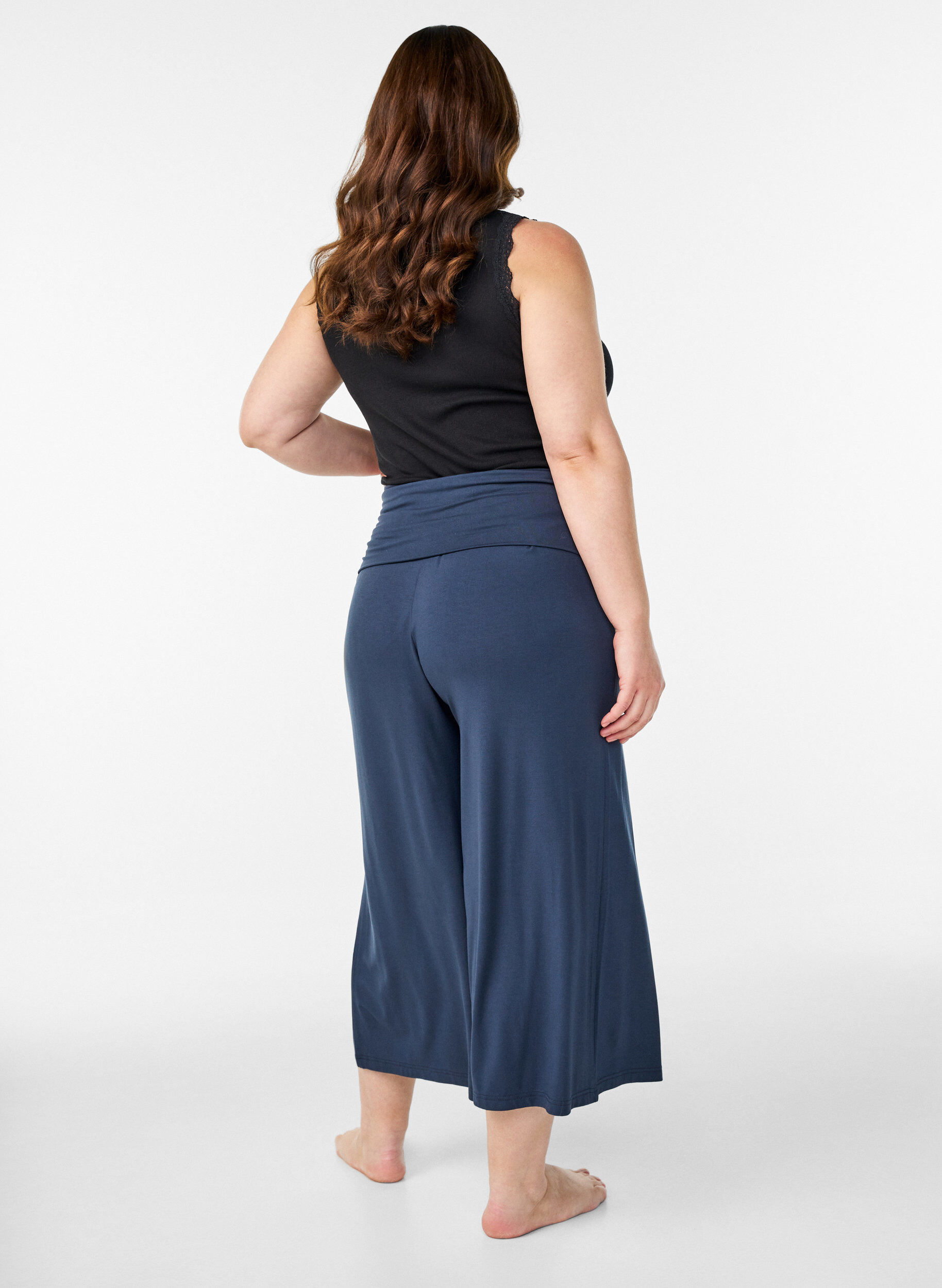 Zizzi Jupe-culotte taille haute en jersey, Bleu, Model image number 1