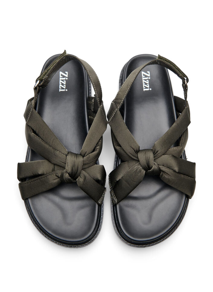 Wide fit - Sandalen met knoopdetail, Groen, Packshot image number 2