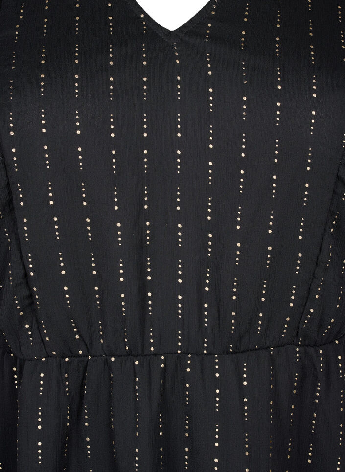 Robe en mousseline à motifs et volants, Black, Packshot image number 2