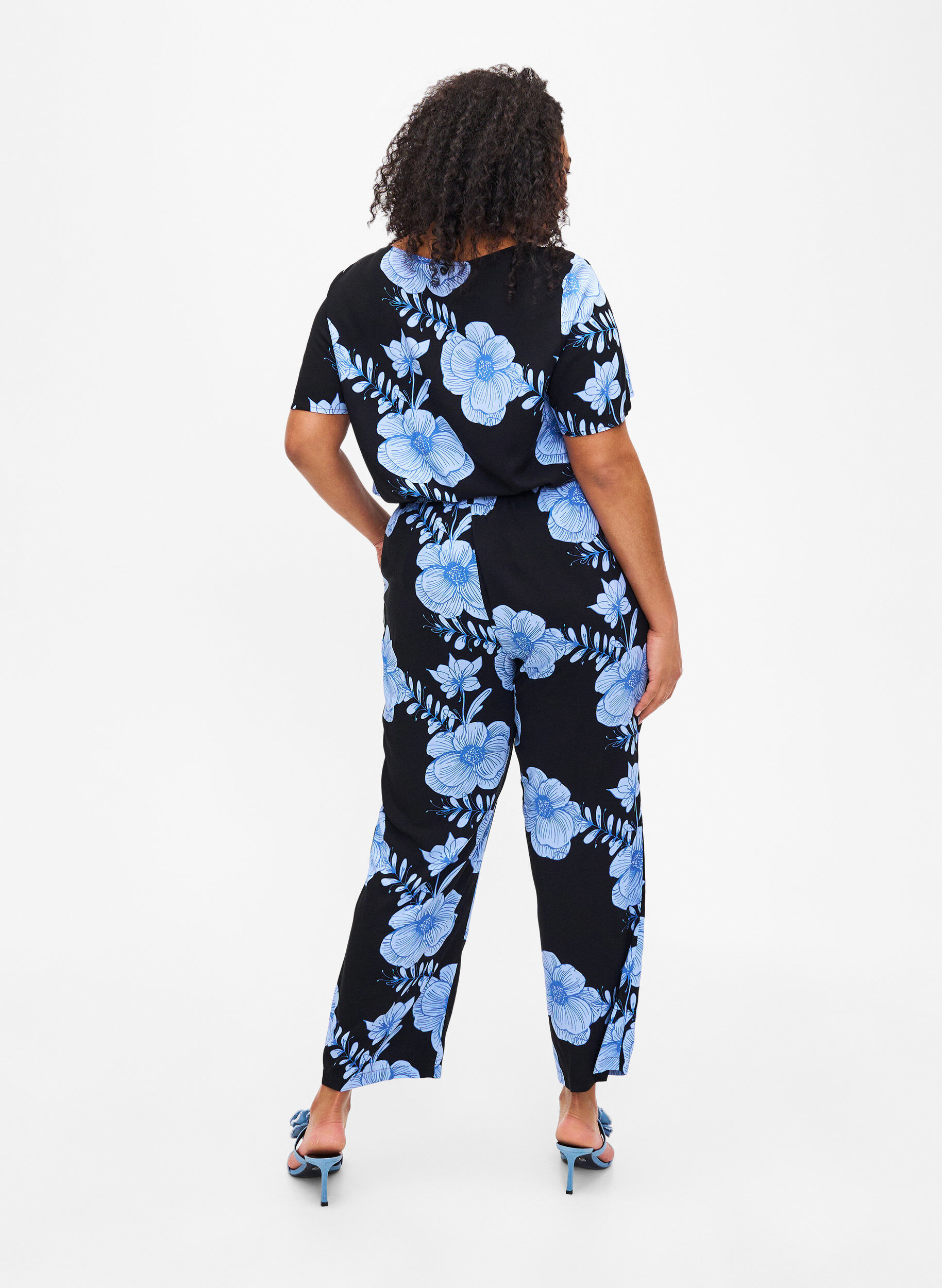 ZizziViscose broek met hoge taille, Zwart, Model image number 1