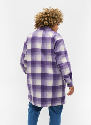 Veste chemise à carreaux avec boutons et poches, Purple Check, Model image number 1