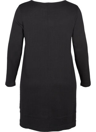 Robe en tricot manches longues trapèze, Black, Packshot image number 1