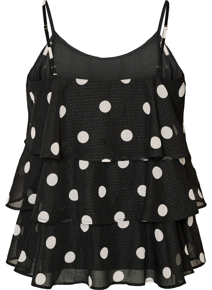 Top superpos&eacute; avec volants et fines bretelles, Noir, Packshot