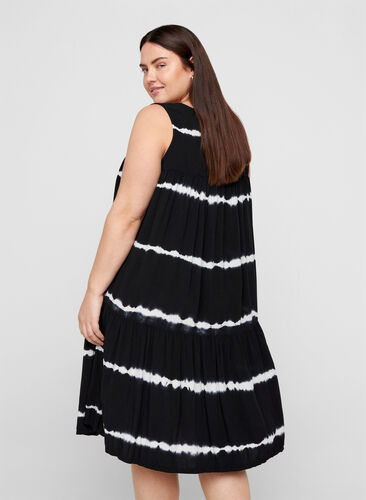 Viscose midi-jurk met print, Black Batik, Model image number 1