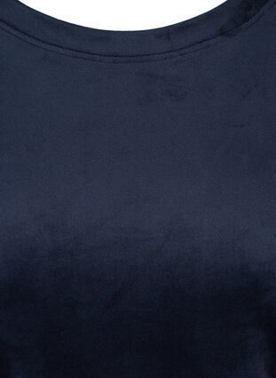 Velours top met lange mouwen en strikje, Navy Blazer, Packshot image number 2