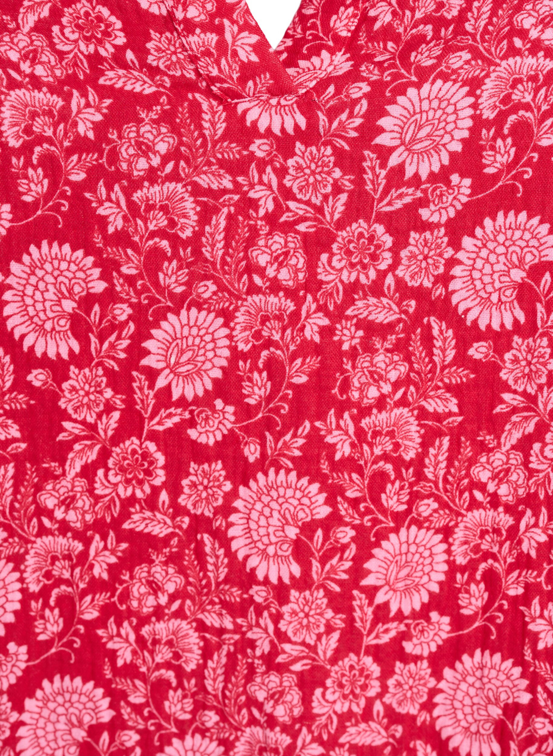 ZizziRobe courte &eacute;vas&eacute;e en mousseline de coton, Rouge, Packshot image number 2