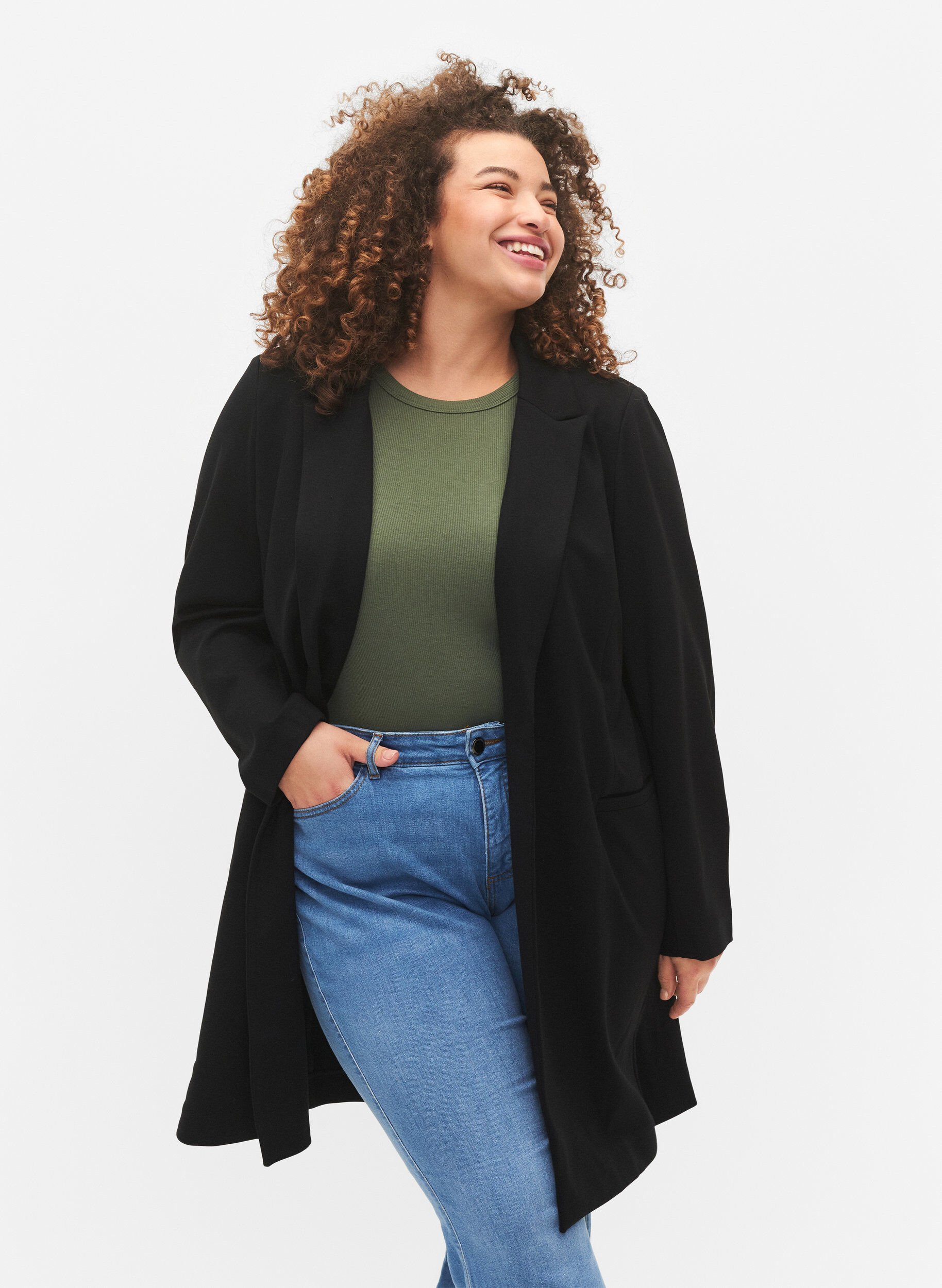 Zizzi Blazer long, Black, Model image number 0