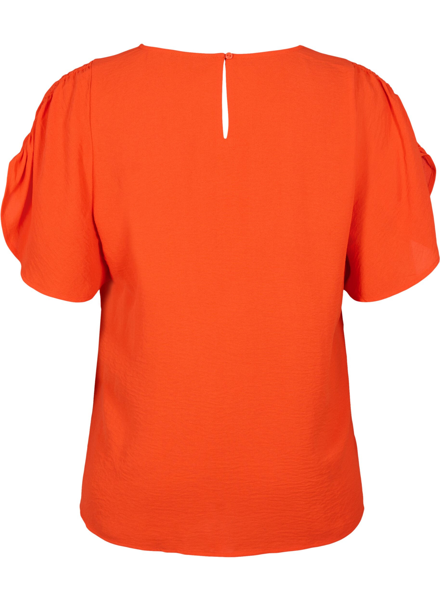 Zizzi Blouse &agrave; manches courtes avec des plis., Orange.com, Packshot image number 1