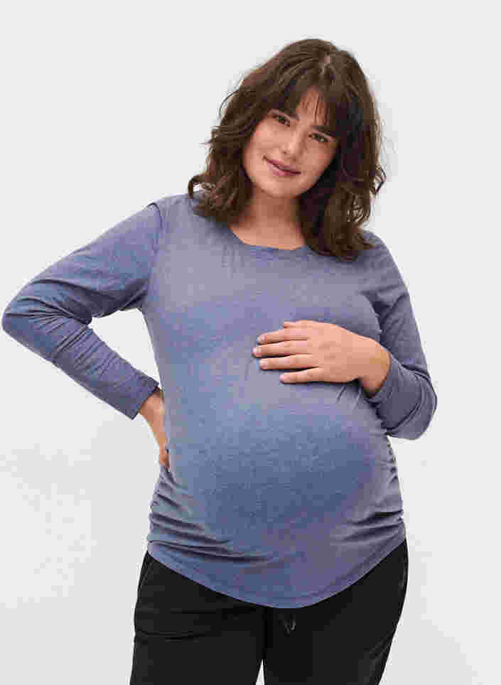 Basic zwangerschapstop met lange mouwen , Nightshadow Blue, Model image number 0