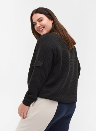 Gewatteerde sweater met rits, Black, Model image number 1