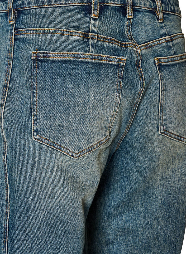 Barrel-fit jeans met een distressed wash, Blauw, Packshot