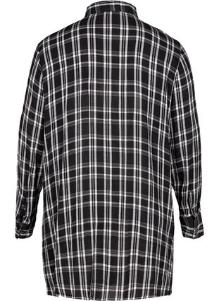 Chemise longue en viscose à carreaux, Black/White CH, Packshot image number 1