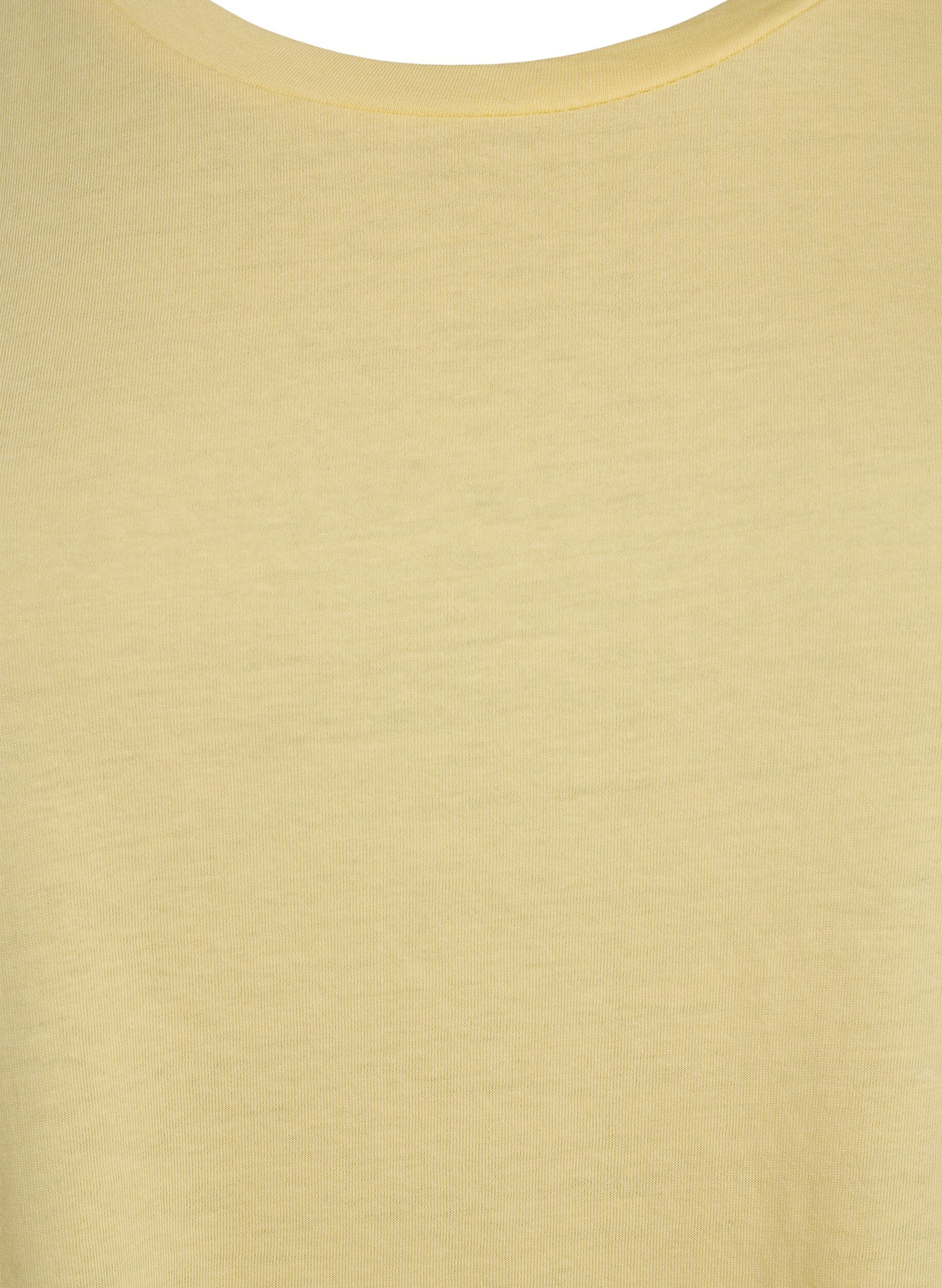 ZizziT-shirt met korte mouwen in een katoenmix, Geel, Packshot image number 2
