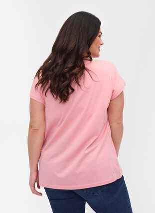 T-shirt en coton avec détails imprimés, Blush mel Leaf, Model image number 1