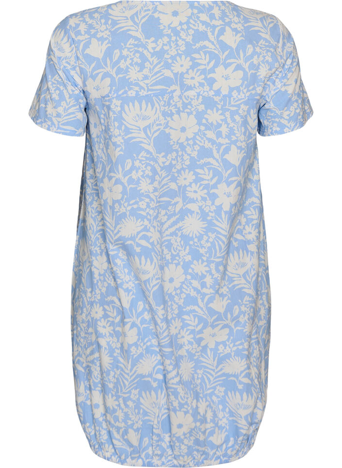 Robe en coton &agrave; manches courtes avec imprim&eacute;, Vanille, Packshot image number 1