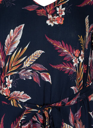 Robe midi manches courtes en viscose, Indian Summer Flower, Packshot image number 2