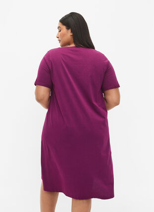 Chemise de nuit à manches courtes en coton biologique , Dark Purple Relax, Model image number 1