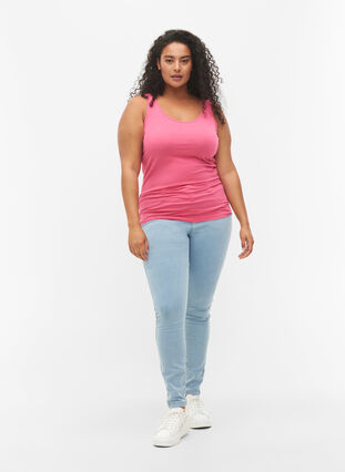 Top basique de couleur unie en coton, Hot Pink, Model image number 2