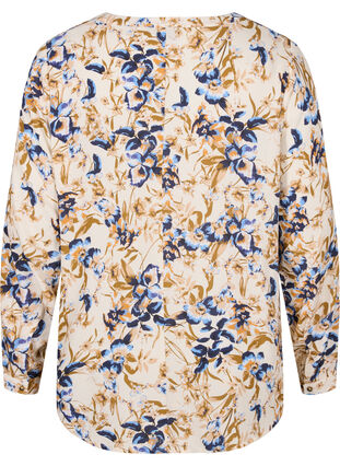 100% viscose blouse met bloemenprint100% viscose blouse met bloemenprint, Ecru Flower, Packshot image number 1