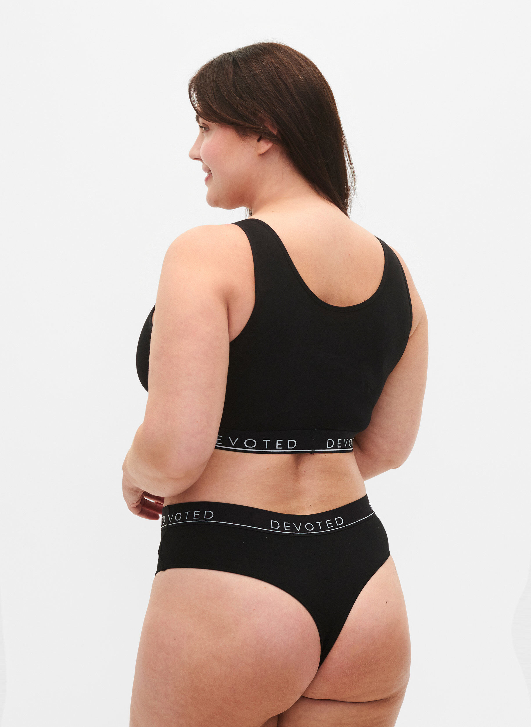 Zizzi String en coton avec taille normale, Noir, Model image number 2