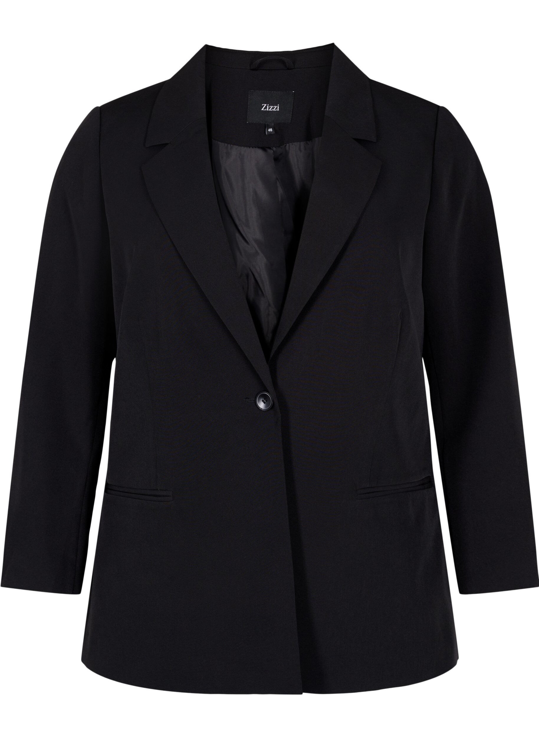 ZizziBlazer met een enkele knoopsluiting, Black, Packshot image number 0