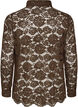 Kanten shirt met parelknopen, Bruin, Packshot image number 1