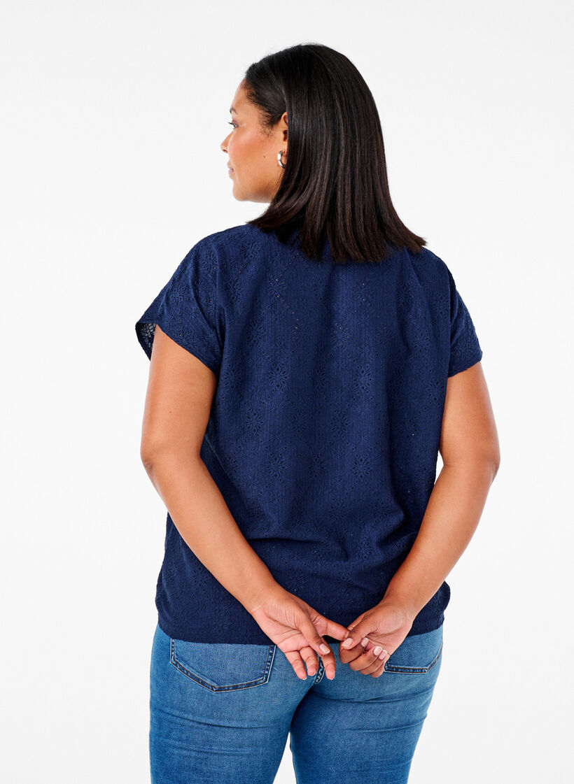 Chemisier à manches courtes avec broderie florale, Naval Academy, Model image number 1