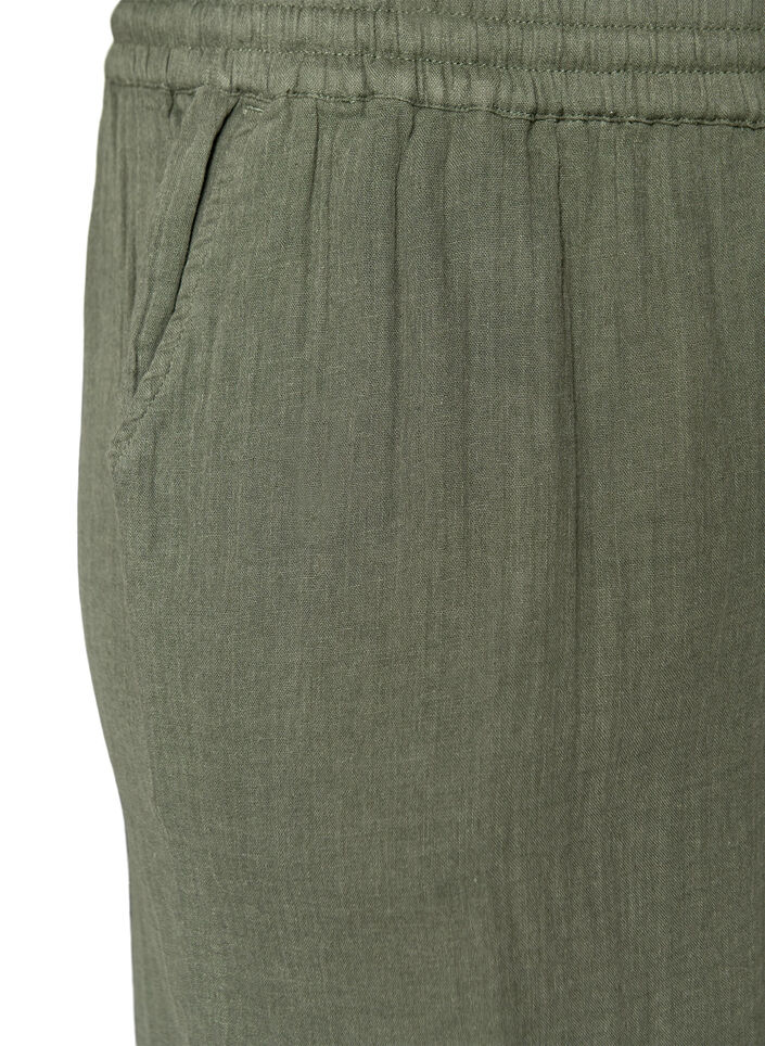 Short ample en mousseline de coton taille haute, Vert, Packshot image number 2