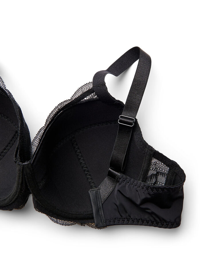 Gewatteerde bh met kanten details, Zwart, Packshot image number 3