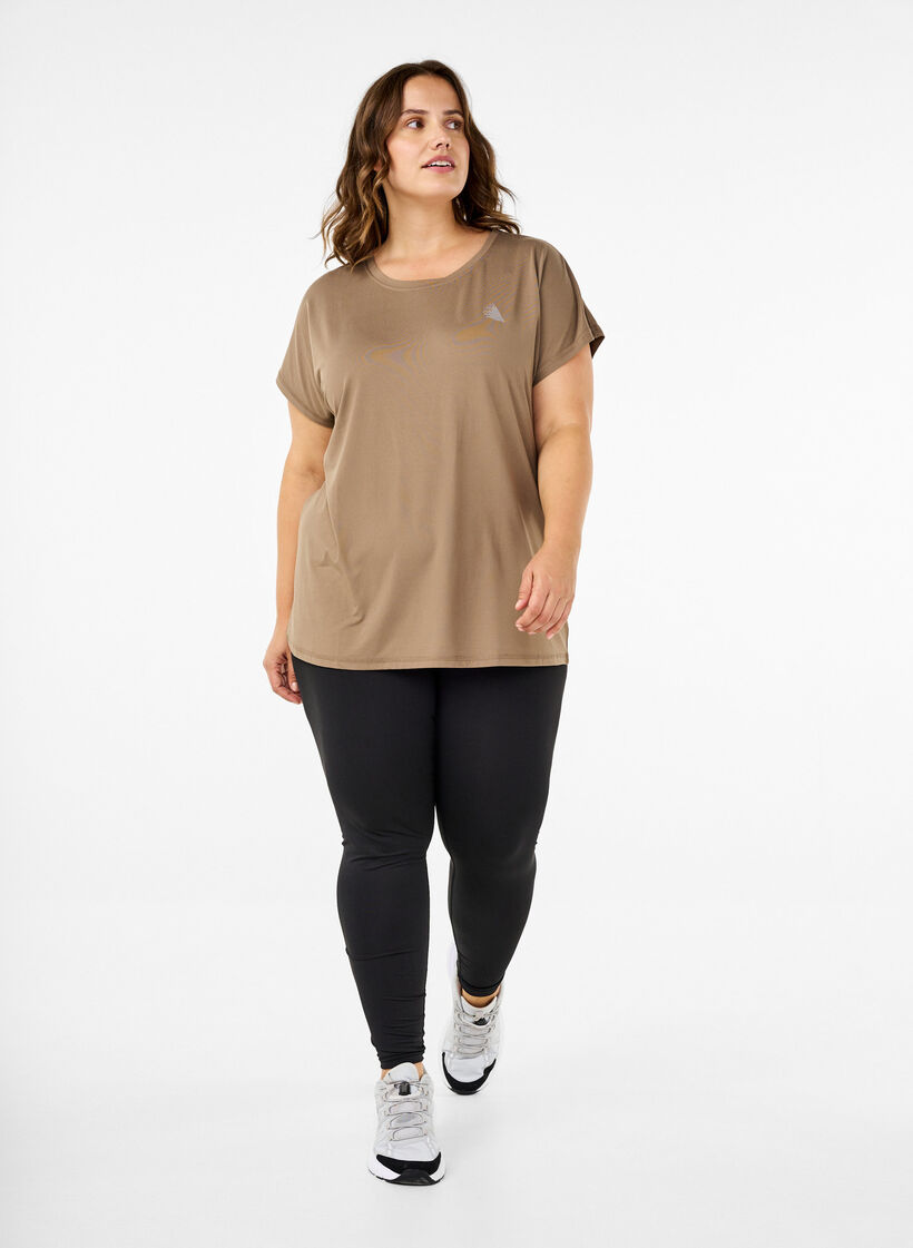 Effen gekleurd T-shirt voor sporten, Beige, Model image number 1